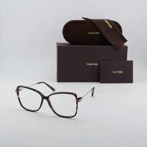 Tom Ford FT5953-B 052 Butterfly Eyeglasses 55mm - Havana/Gold/Blue Light Block